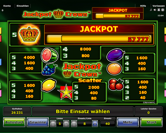 Jackpot Crown paytable