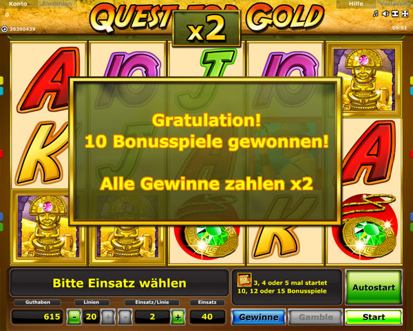 Quest for Gold Freispiele